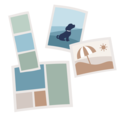 Illustration mit verschiedenen Sofortfotoprodukten