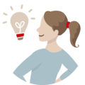 Illustration von einer Person und einer Glühbirne